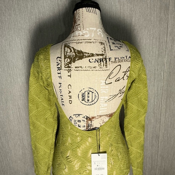 Zara Lime Green Textured Sheer Top Size Small - Picture 5 of 9